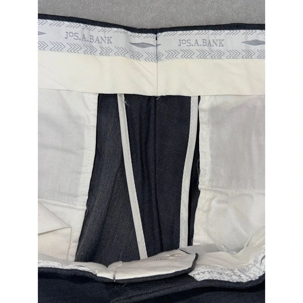 Jos‎ A Bank Mens 36X32 Flat Front Wool Dress Pants Charcoal Gray Trousers